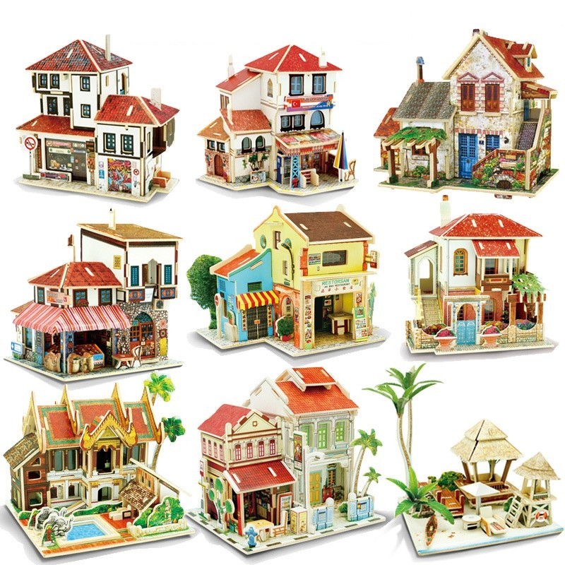 Robotime Style House Wooden House โมเดล 3D Puzzle Toy