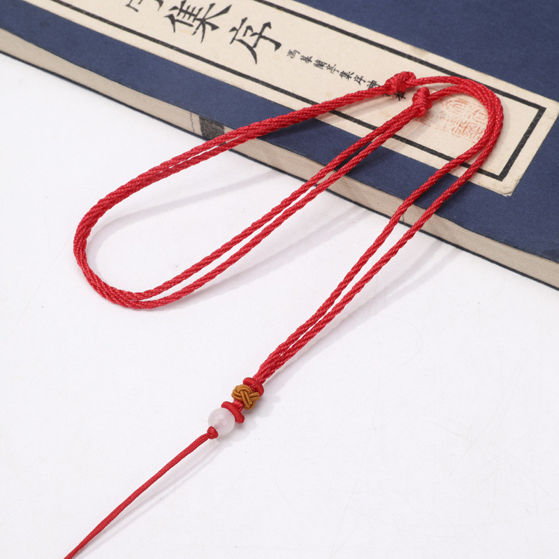 ลูกปัดสีขาวหัวเข็มขัดเชือกสร้อยคอ DIY เชือกถักด้วยมือจี้หินจี้เชือกแขวน - รูปที่ 5