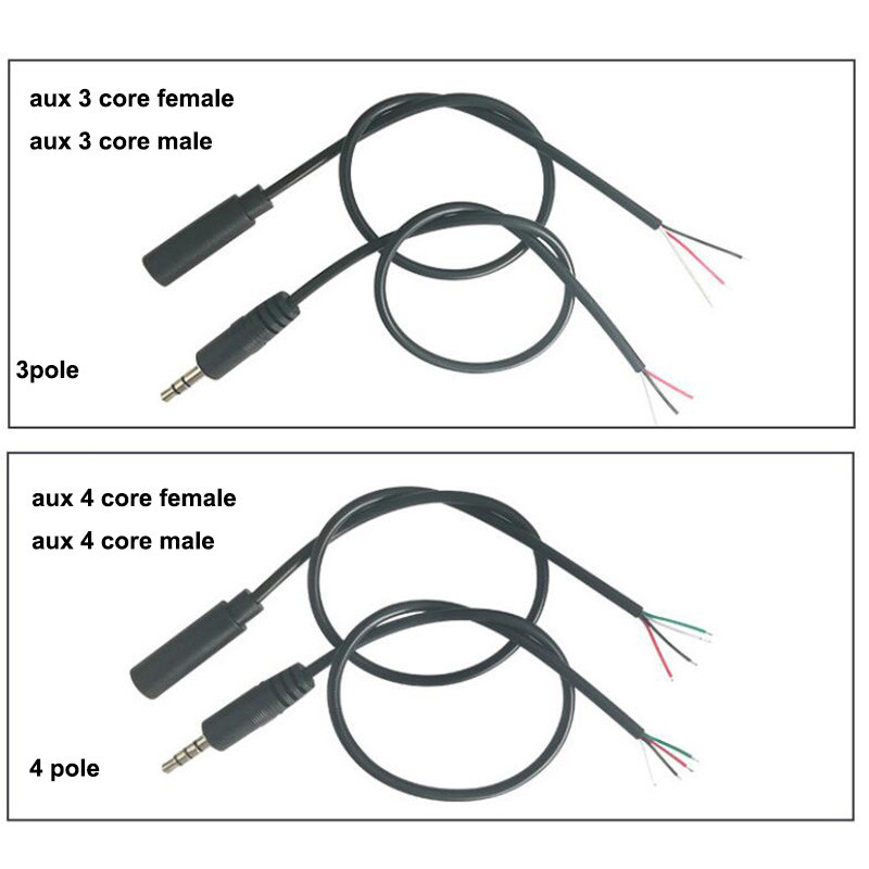 5pcs 1M 0.3M 3.5 มม.3 4 เสาสเตอริโอ AUX ชายหญิงสายไฟ Audio Extension Cable 3 4 ลวด pin Line 3.5 มม.DIY Cable Core THK2