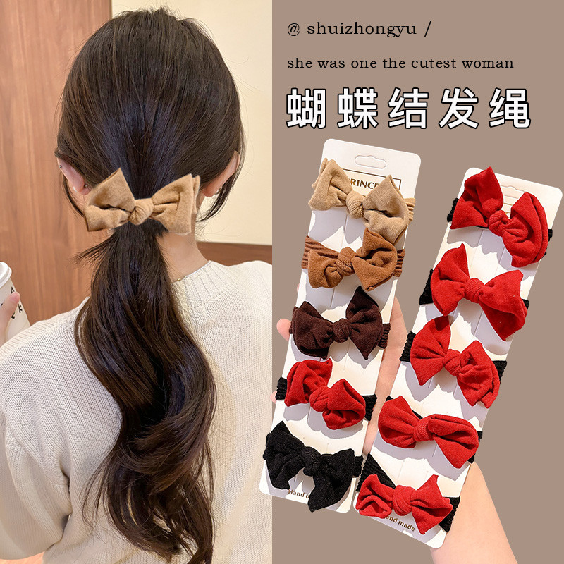 10ชิ้นโบว์ผูกผมสําหรับผู้หญิงผมหางม้าแถบคาดศีรษะยืดหยุ่นสูงทนทานยางรัด