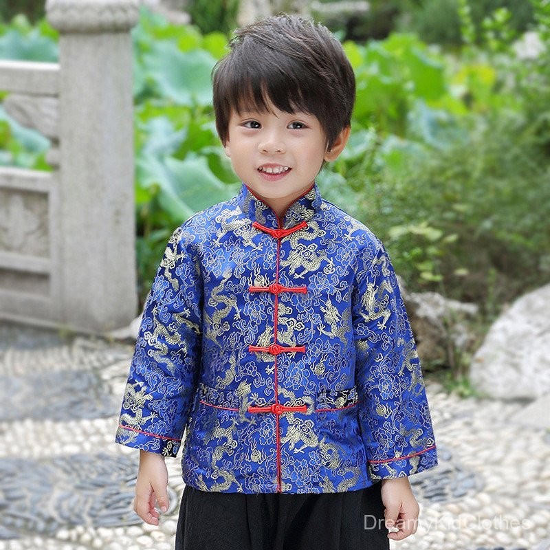 เสื้อผ้าปีใหม่, เสื้อผ้าปีใหม่, เสื้อผ้าปีใหม่, เสื้อผ้าเด็กปีใหม่, เสื้อผ้าเด็กผู้ชาย, เสื้อผ้าฮั่นฟู, ฤดูใบไม้ร่วง, แขนยาว, ชุดถังสำหรับเด็ก, สไตล์จีน, เครื่องแต่งกายโบราณดั้งเดิม, เสื้อผ้าเด็กคลาสสิก, เสื้อผ้าเด็ก