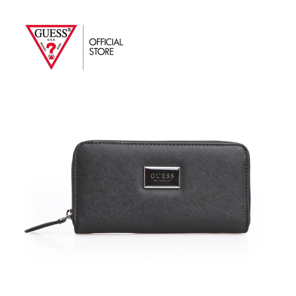 GUESS กระเป๋าผู้หญิง รุ่น H6026599 ABREE SLG MEDIUM ZIP AROUND สีดำ กระเป๋าสตางค์