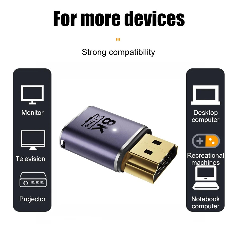 อะแดปเตอร์ที่รองรับ HDMI 90 ตัวแปลงชายหญิงมุมขวา 270 องศาขั้วต่อ 8K HD Mini / Micro HDMI รองรับ Extender