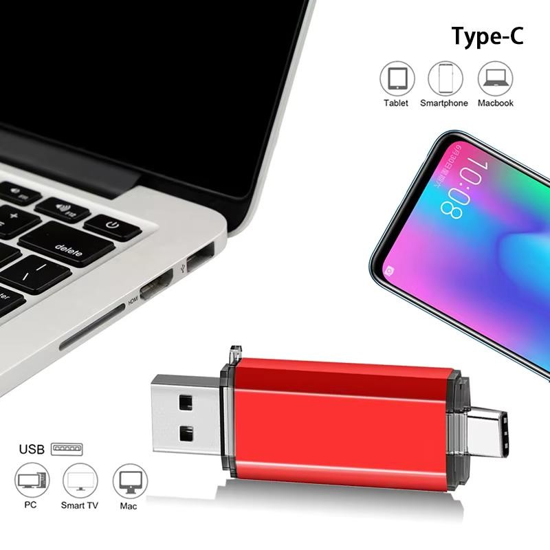 ดิสก์หน่วยความจํากระพริบ USB สีความเร็วสูงสไตล์ใหม่ C-Type จี้โลหะสองในหนึ่งเดียว OTG Stylus แฟลชไดรฟ์แบบพกพาที่กําหนดเองชื่อเลเซอร์ตัวอักษรโลโก้ขายส่ง
