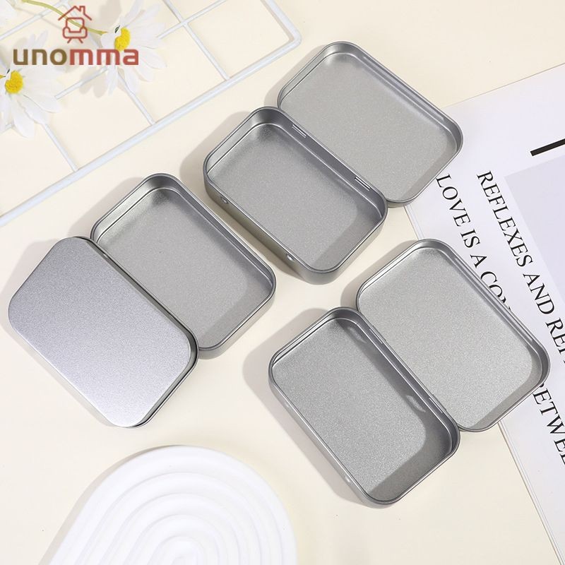 🎈กล่องเหล็ก สีเงิน DIY แบบฝาพับ เก็บเหรียญ บัตร การ์ด 95x60x20 มม. unomma