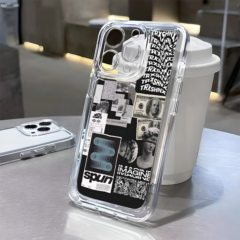 ถุงลมนิรภัยสําหรับiphone 16 15 14 13 12 11 Pro Max8 7 Plus X XR XS 6 6S Se 2020 TPUนุ่มโปร่งใสฝาครอบโทรศัพท์ปลอก