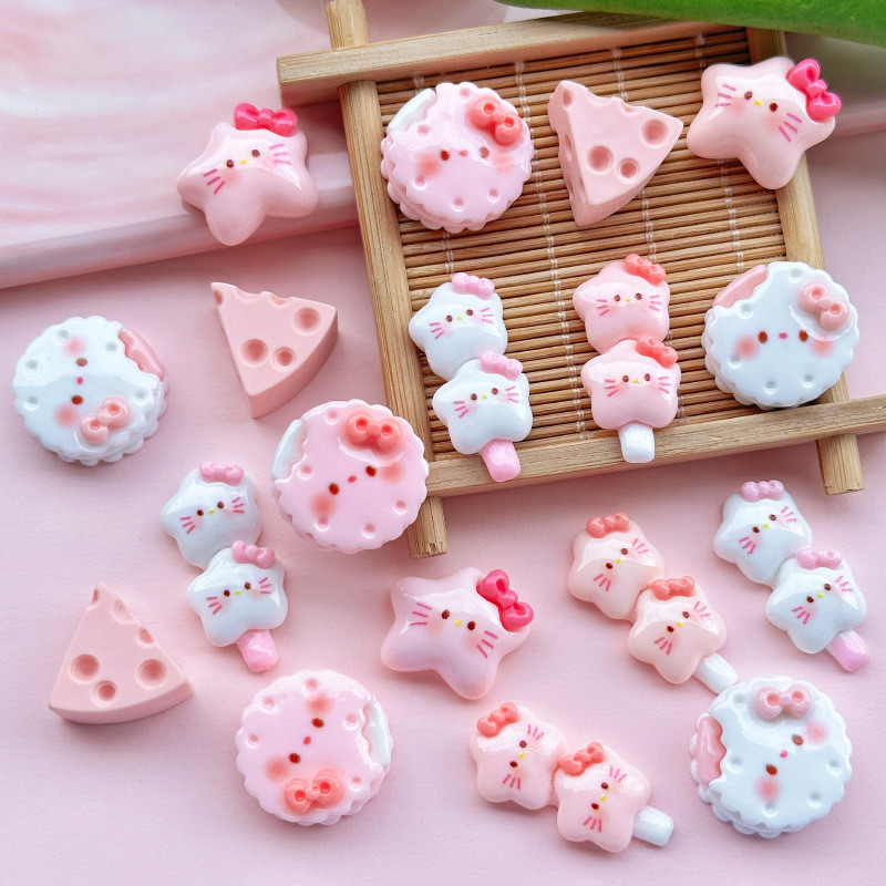 อุปกรณ์เรซิน diy เค้กดาวแมวสีขาว diy อุปกรณ์กิ๊บติดผมเด็กครีมกาวอุปกรณ์เสริมทําด้วยมือ diy เรซิ่น Gadget