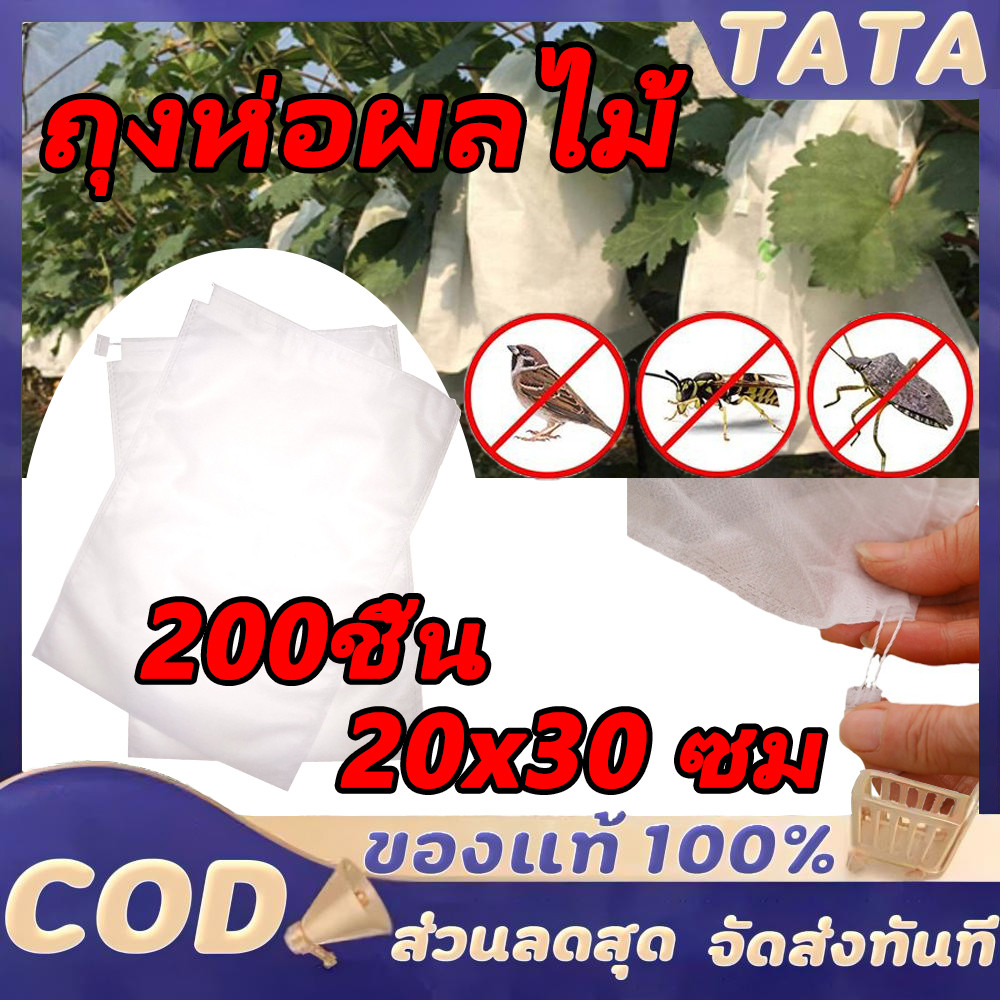 200 ใบถุงห่อผลไม้ ถุงห่อมะม่วง ใช้ห่อกันแมลง เพลี้ย แสงแดดไม่ต้องห่อกระดาษทับ ใช้ซ้ำได้ ไม่มีไอน้ำเกาะในถุง ถุงห่อฝรั่ง