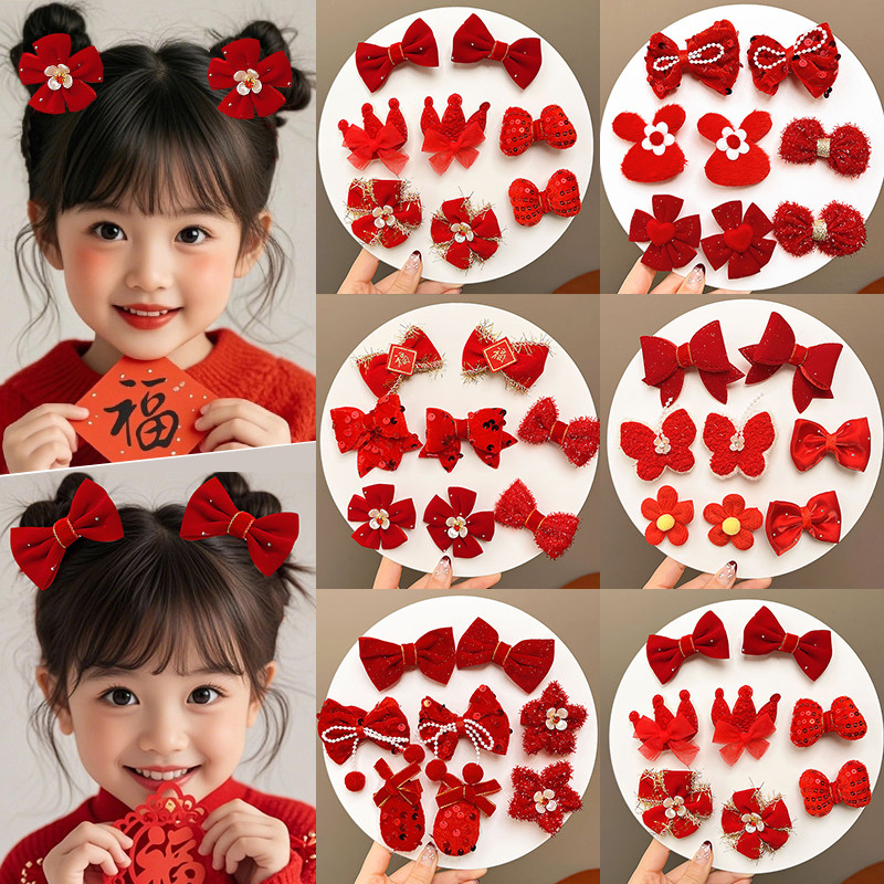 เครื่องประดับผม Simple Red Bow Ladies Hair Tie