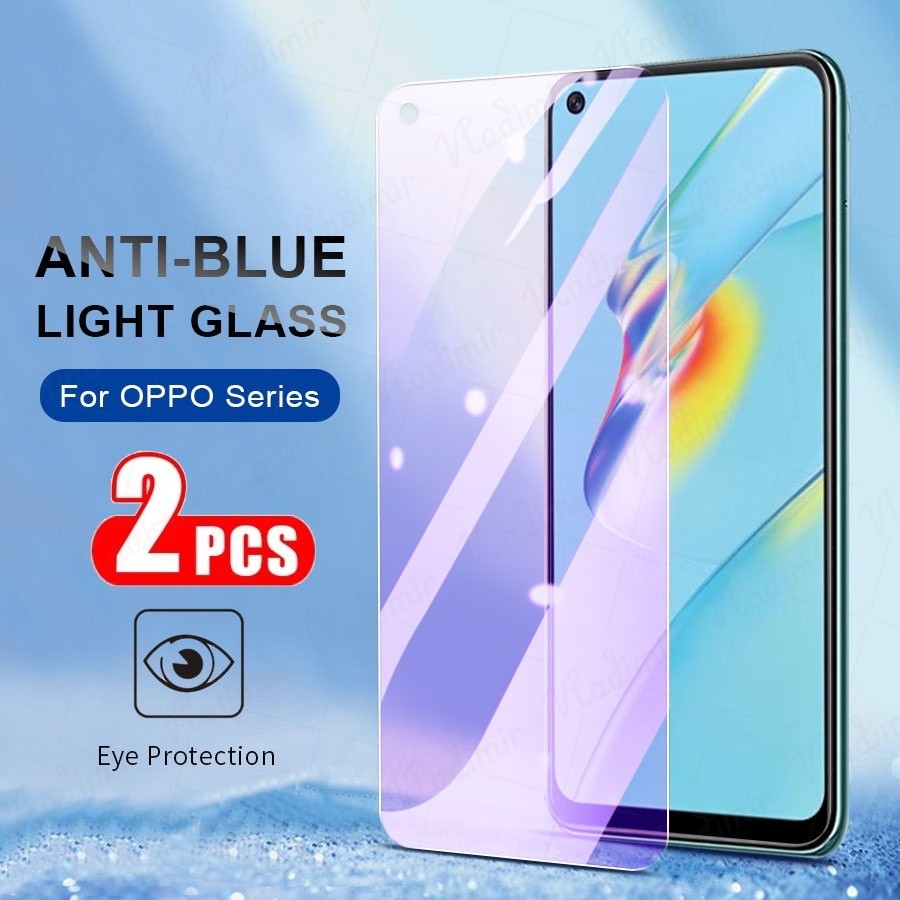 2 ชิ้นป้องกันแสงสีฟ้ากระจกนิรภัยสำหรับ OPPO A60 A18 A38 A16 A17 F5 F7 F9 F11 Pro A5 A7 A9 A3S AX5 A1
