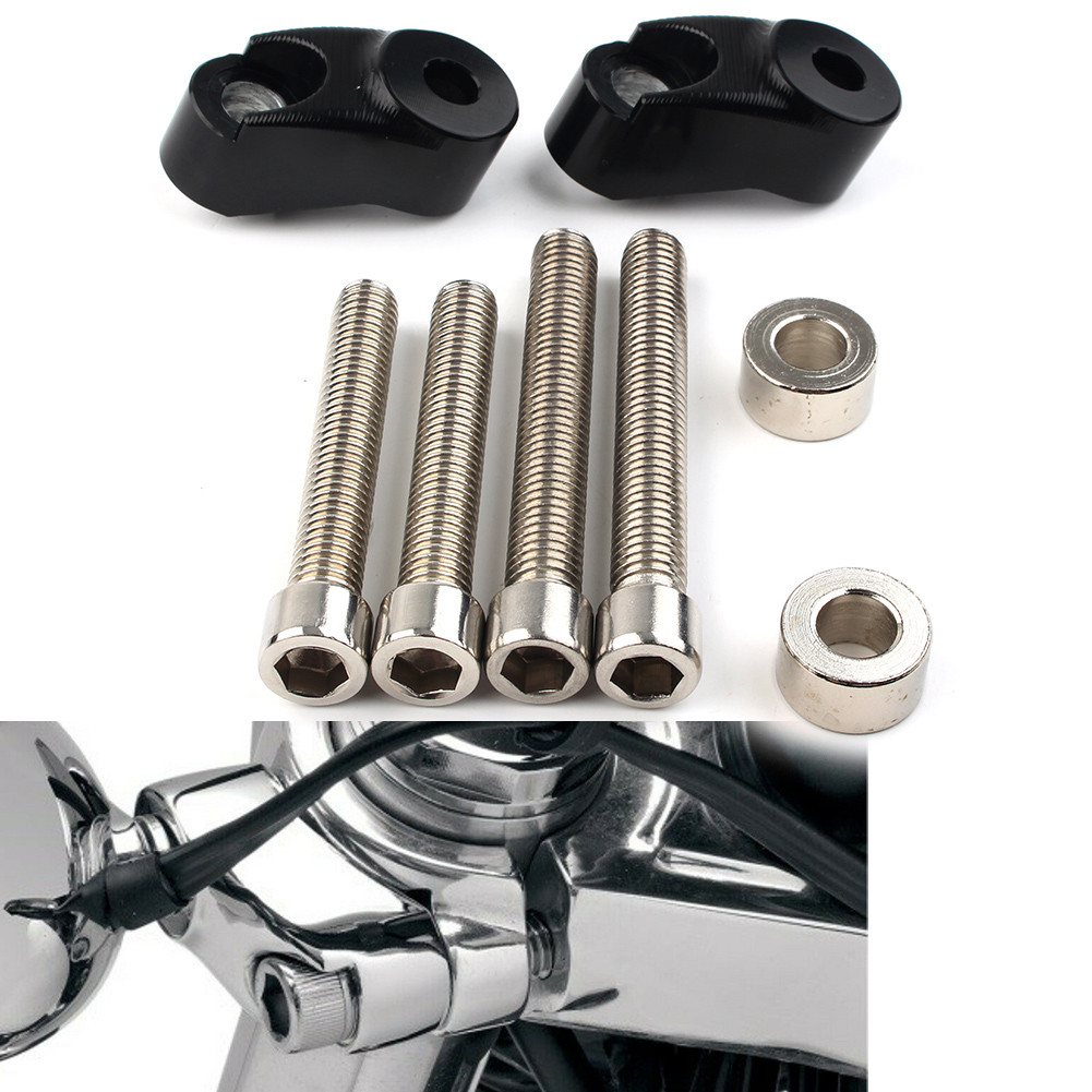 สัญญาณไฟเลี้ยวด้านหน้าสั้นสีดํา 39 มม. 49 มม. ส้อมสําหรับ Harley Sportster FXR