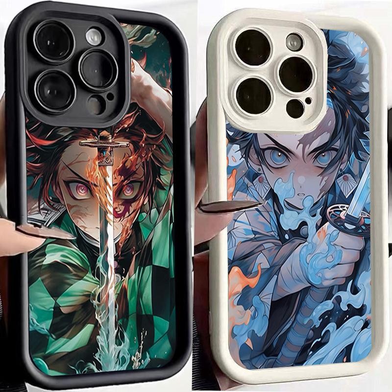 เคสโทรศัพท์สําหรับ IPhone 16 15 14 13 11 Pro Max 12 Mini X XR 7 8 Plus ซิลิโคนอะนิเมะการ์ตูน Demon Slayer นุ่มกันกระแทก