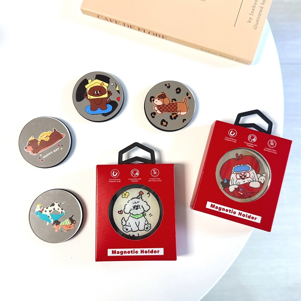 แม่เหล็กดึงดูดการออกแบบกระจกสุนัขดัชชุนการ์ตูนลูกสุนัขพิมพ์ใหม่รอบรูปร่างที่วางโทรศัพท์ขาตั้งสําหรับเปลือยโทรศัพท์มือถือ แม็กเซฟ กรณีแท็บเล็ตโทรศัพท์มือถือป้องกันการต - รูปที่ 3