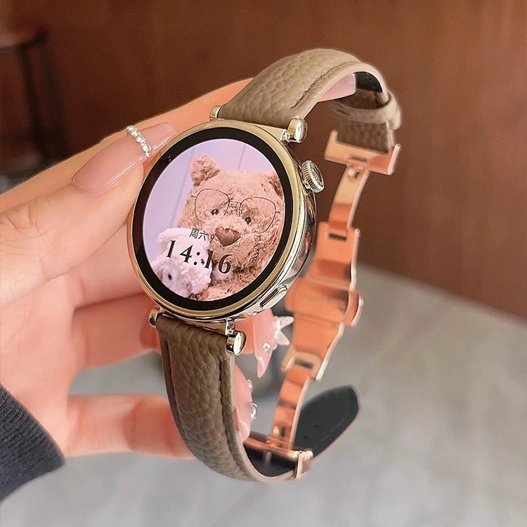 สายรัดข้อมือหนังแท้ 18 มม. เหมาะสําหรับ Huawei GT4/GT5 (41 มม.) gt3/gt2/gt5pro สายคล้องหัวเข็มขัดผีเสื้อ 20 มม.แฟชั่น 22 มม.