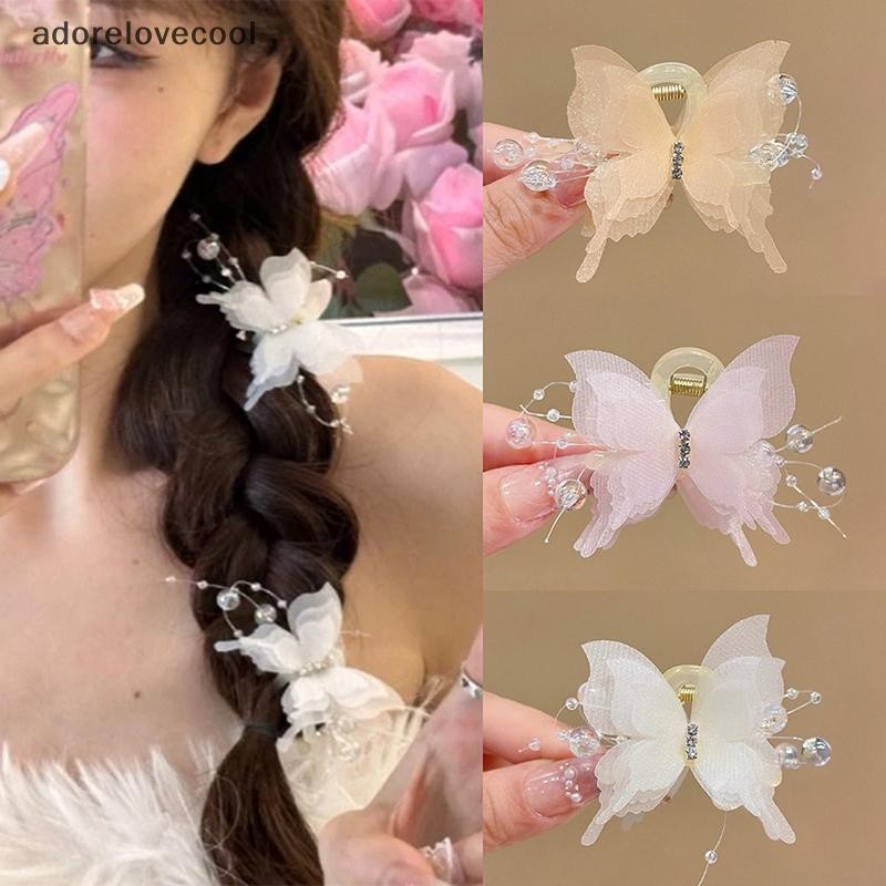 Adth Tulle กิ๊บติดผมผีเสื้อสําหรับผู้หญิงสาวกิ๊บที่มีสีสันคลิปด้านข้างหวานน่ารักผีเสื้อ Barrette อุปกรณ์เสริมผม Martijn
