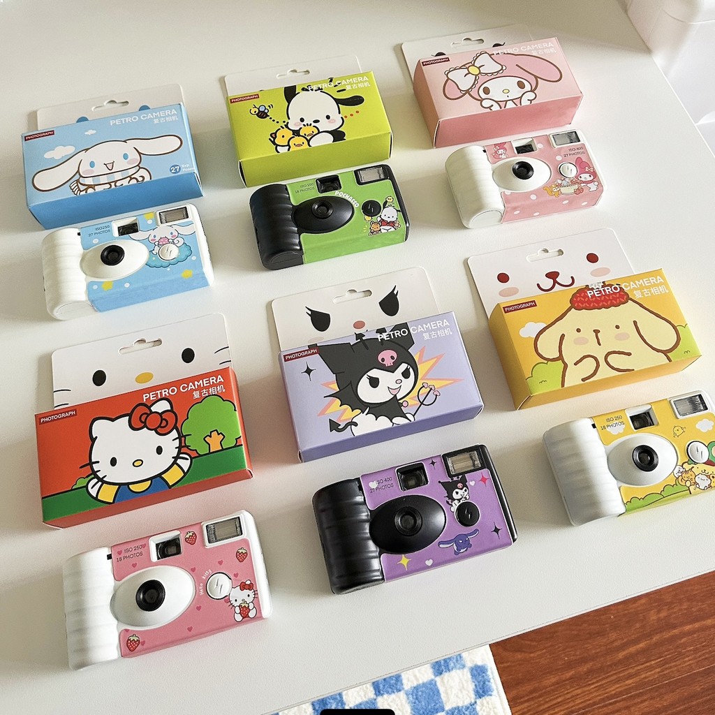 [กล้องฟิล์ม] Hellokitty ฟิล์มกล้องฟิล์มแบบใช้แล้วทิ้ง กล้อง Pointy สีสันสดใส พร้อมสาวของขวัญวันเกิดแฟลช