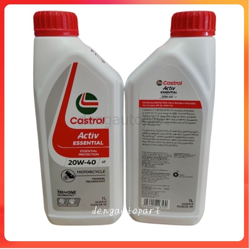 CASTROL 4T ACTIV/ESSENTIAL OIL FLUIDS SAE 40/20W-40 MINYAK HITAM ENGINE OIL