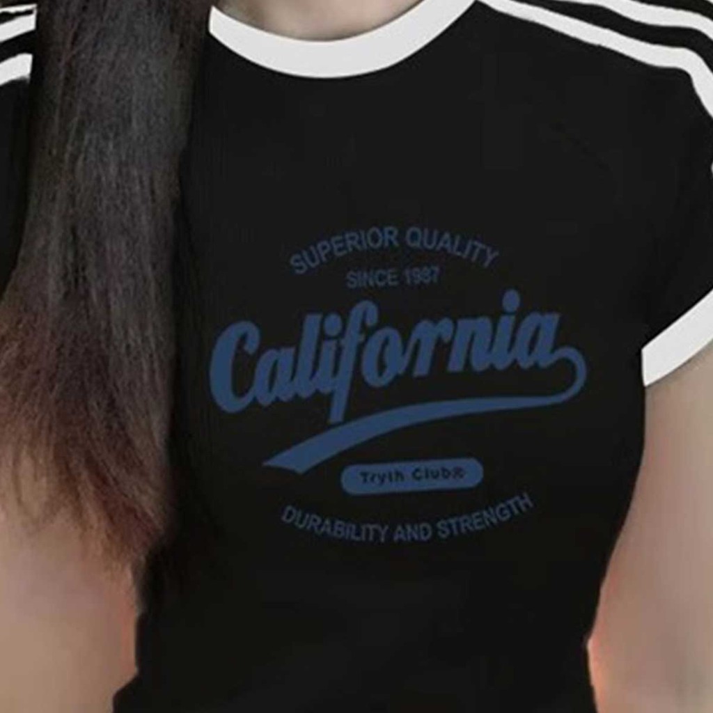 เสื้อยืดลายขวางแฟชั่นผู้หญิง ฤดูร้อน แบบสั้น ผ้านุ่ม
 - รูปที่ 2