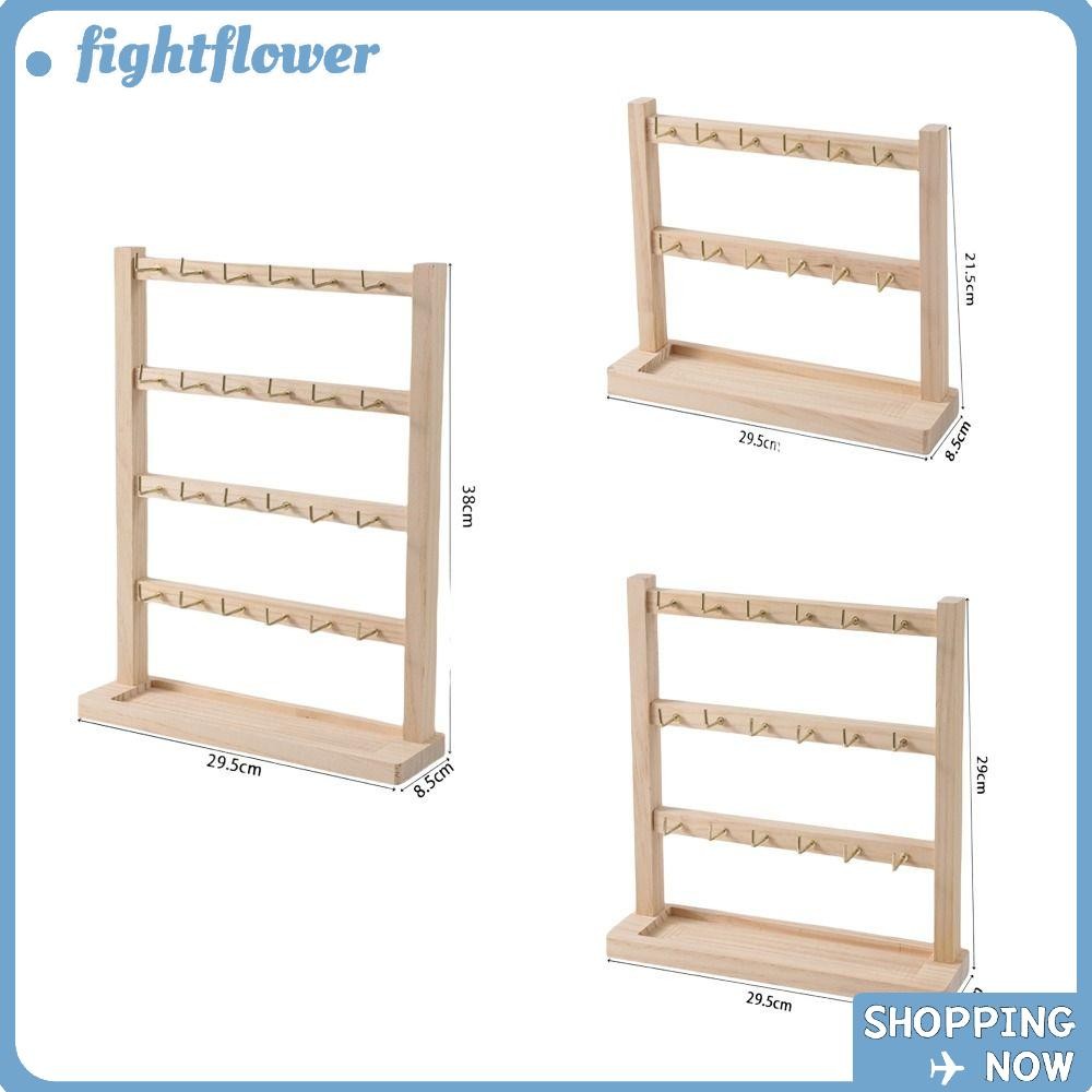 FIGHT Jewelry Collection Rack, ขาตั้งสร้อยคอไม้แบบถอดได้, ชั้นวางสร้อยข้อมือพวงกุญแจ ไม้เนื้อแข็งพร้อมตะขอต่างหูแขวนเครื่องประดับ