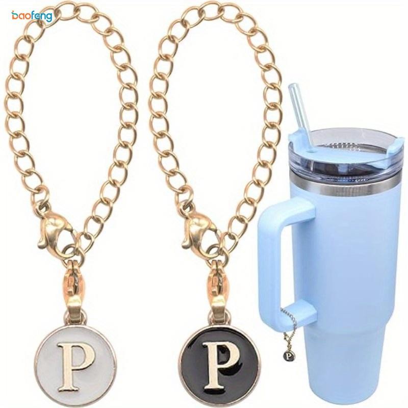Letter Charm อุปกรณ์เสริมสําหรับ Stanley Tumbler ขวดน้ําจี้, 2 ชิ้น ID จดหมายเริ่มต้น Charm ส่วนบุคคลสําหรับ Stanley ขวดจี้ถ้วยระบุ