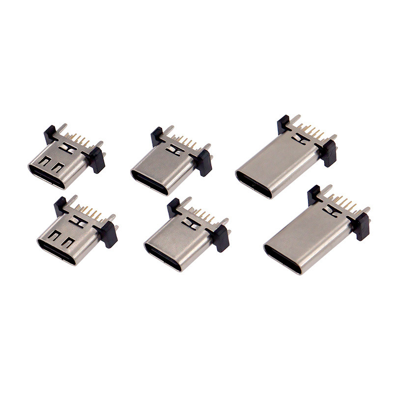 ขั้วต่อ USB TYPE-C ซ็อกเก็ตหญิง 16P แนวตั้ง Plug-In Board ตรง Plug-In Board H9.3/10.0/10.5 มม.