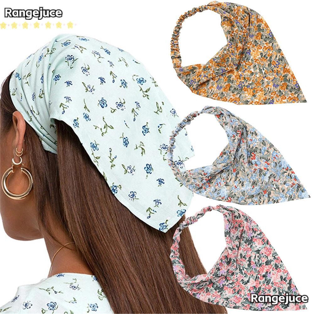 RANGEJUCE ที่คาดผมผู้หญิงพิมพ์ลายดอกไม้ Head Wrap Head Bandana Head Scarf