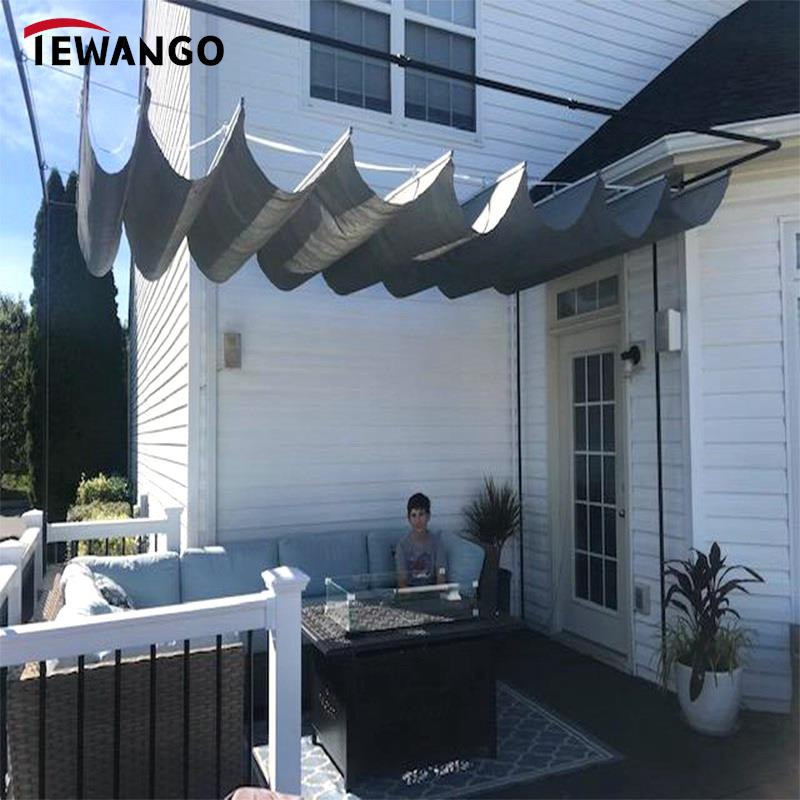 5 สี 1mx4m Anti-UV HDPE Telescopic Wave Sunshade สุทธิอะไหล่สแตนเลสสวน Gazebo Sun Cover Canopy เลื่อ