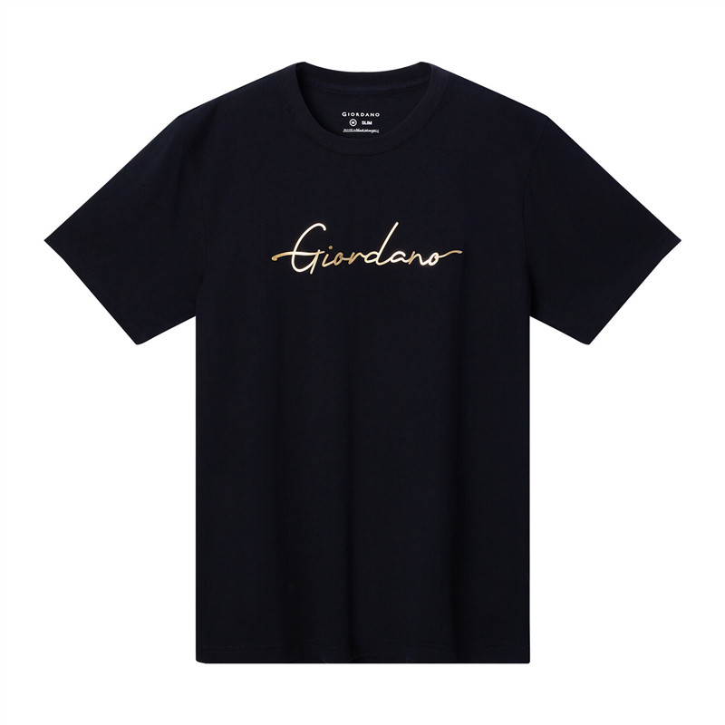 GIORDANO เสื้อยืดคอกลมพิมพ์ลายผ้าฝ้าย GIORDANO