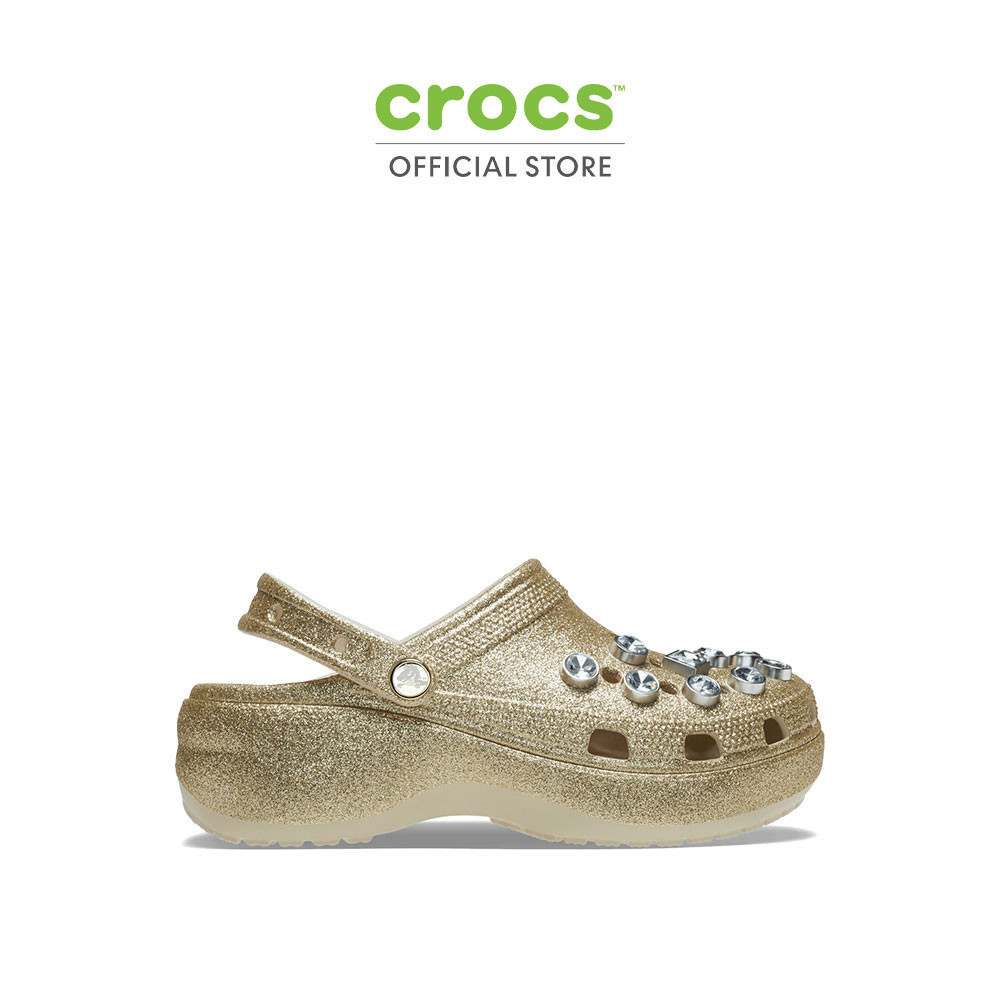 CROCS รองเท้าลำลองผู้หญิง CLASSIC PLATFORM GLITTER EMB CLOG รุ่น 211391-710 - GOLD