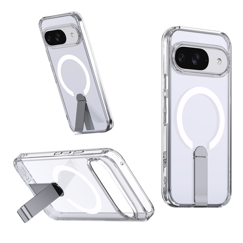 เคสโทรศัพท์อะคริลิคใสแบบมองไม่เห็นหรูหราสำหรับ Google Pixel 10 Pro XL 10 Pro 9A 9 Pro XL 9 Pro พร้อมขาตั้งและชาร์จไร้สายป้องกันการตกหล่น