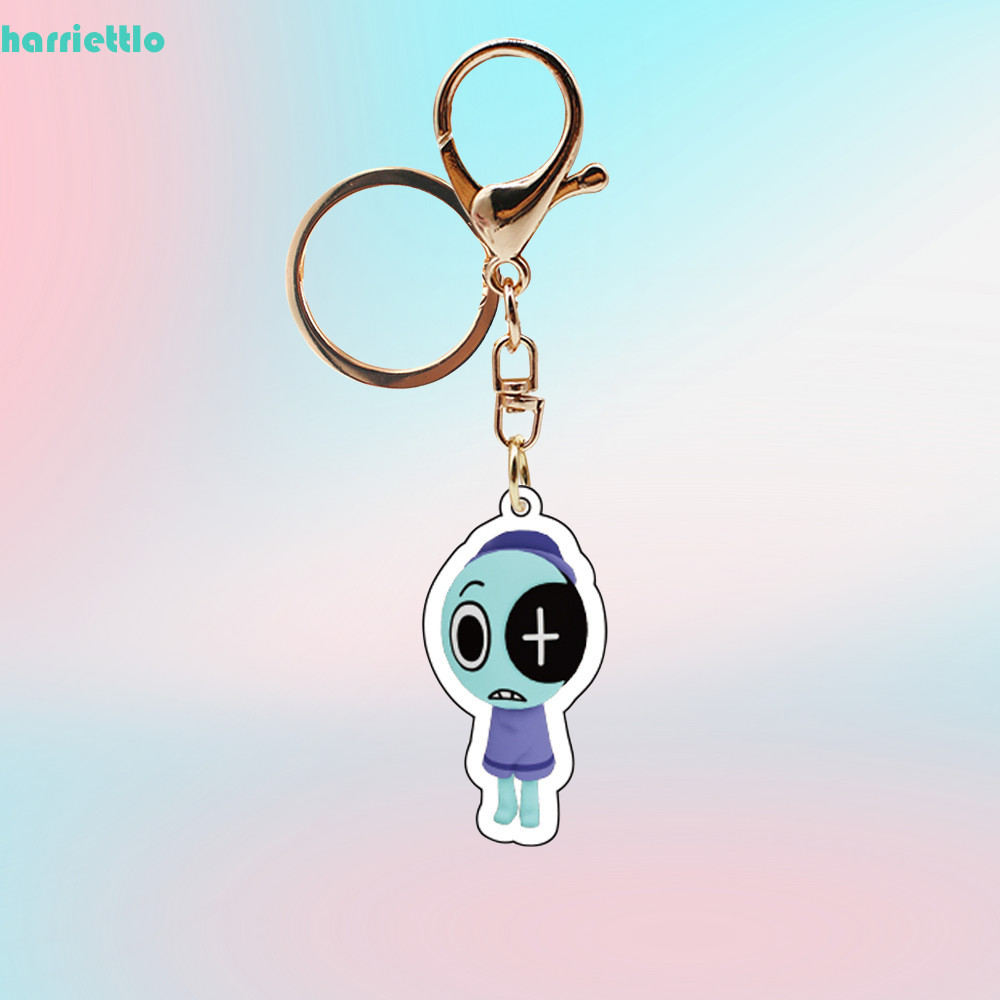 HARRIETTLO Game พวงกุญแจโลกของ Dandy, Pebble Scraps Dandys World จี้, Vee อะคริลิคการ์ตูนตลก Goob Co