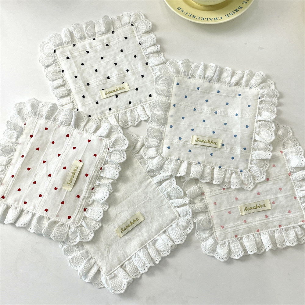 Ins Love Lace Napkin Placemat Coaster Double-Layer Multi-Purpose Anti-ฝุ่นร้านอาหารอาหารตะวันตก
