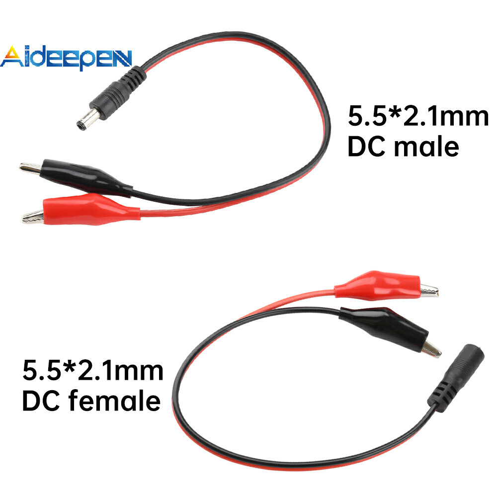 AIDEEPEN 1/3/5PCS DC ชาย/หญิงแจ็คเชื่อมต่อคลิปจระเข้ DC 5.5*2.1 มม.ความยาวสายเคเบิล 30 ซม.