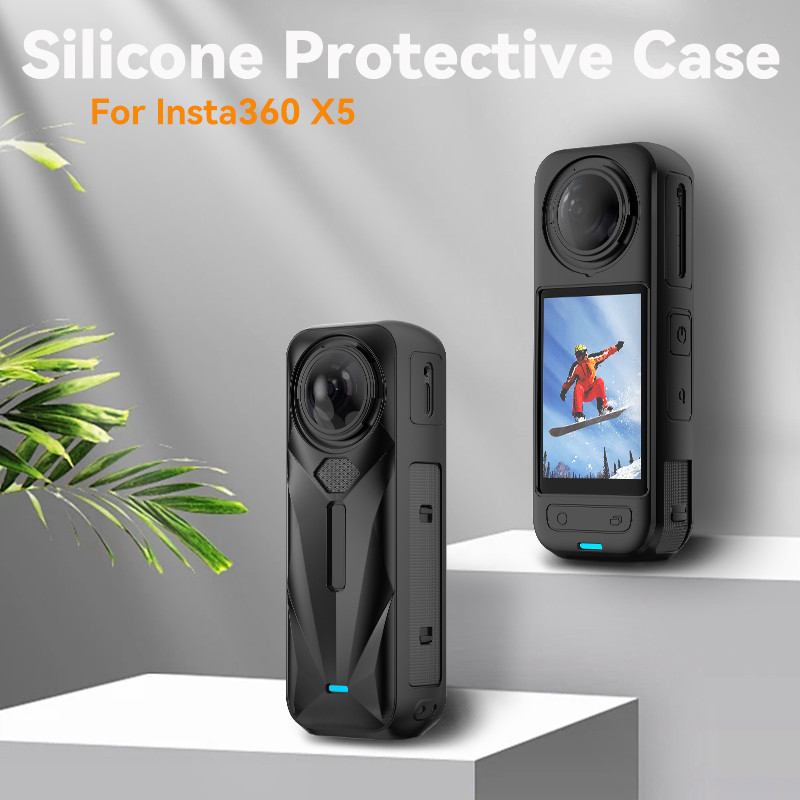 สําหรับ Insta360 X5 Panoramic Action กล้องป้องกันกรณีซิลิโคนกันกระแทกป้องกันกรณีฝาครอบเลนส์สําหรับ Insta 360