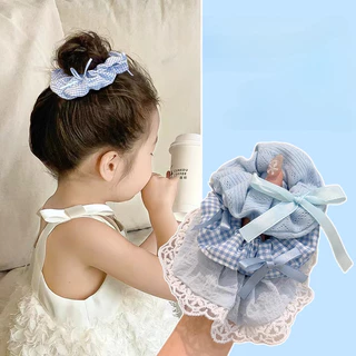 เด็กน่ารักเด็ก Blue Series Bowknot เชือกผมยางรัดผม Scrunchies เครื่องประดับผม