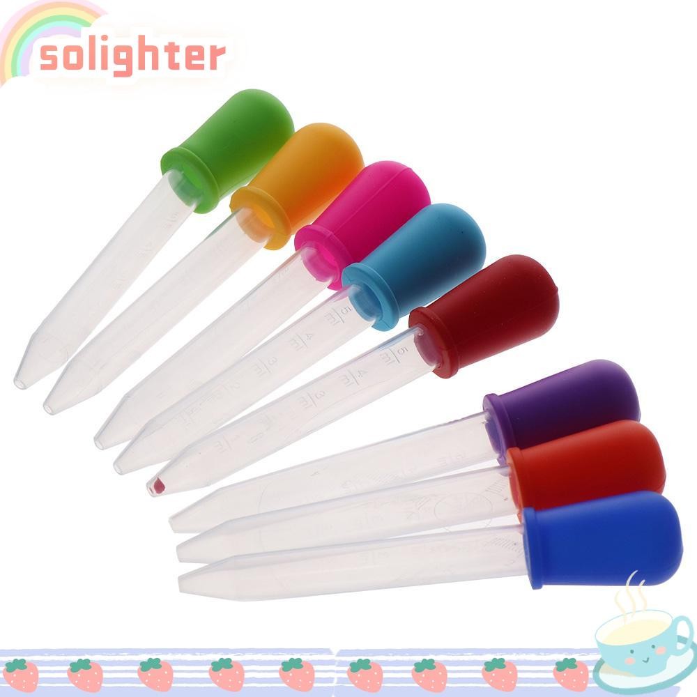 SOLIGHTER หลอดหยดหลอด 5 มล. 8 สี, หยดเหลว 8 สี, พร้อมปิเปตพลาสติกซิลิโคนขนาด