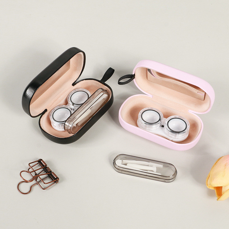 สูง-จบ คอนแทคเลนส์กรณีที่เรียบง่ายสาวนักเรียนเครื่องสําอางนักเรียนกล่องจัดเก็บแบบพกพากล่องพยาบาลคู่ส