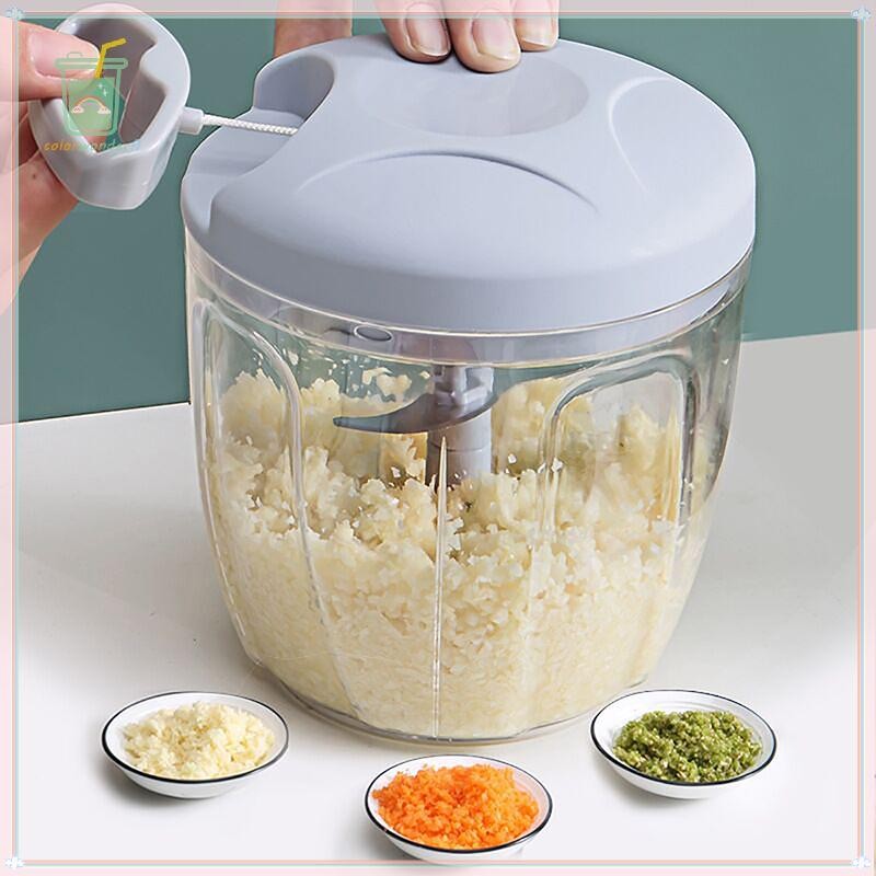 [สี] 500/900ML เครื่องบดสับกระเทียมหมุนเครื่องตัดผัก Chopper เครื่องตัดผลไม้กระเทียม Crusher อุปกรณ์ครัวเครื่องปั่นเครื่องบดเนื้อ TH