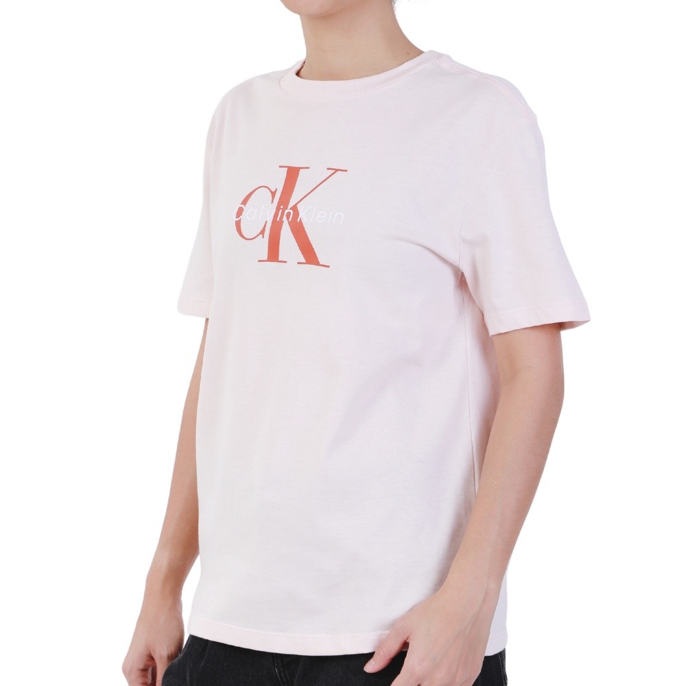 CALVIN KLEIN เสื้อยืดคอกลมแขนสั้นผู้หญิง Monogram Logo ทรง Regular รุ่น 47B864G LN4 - สี Ivory