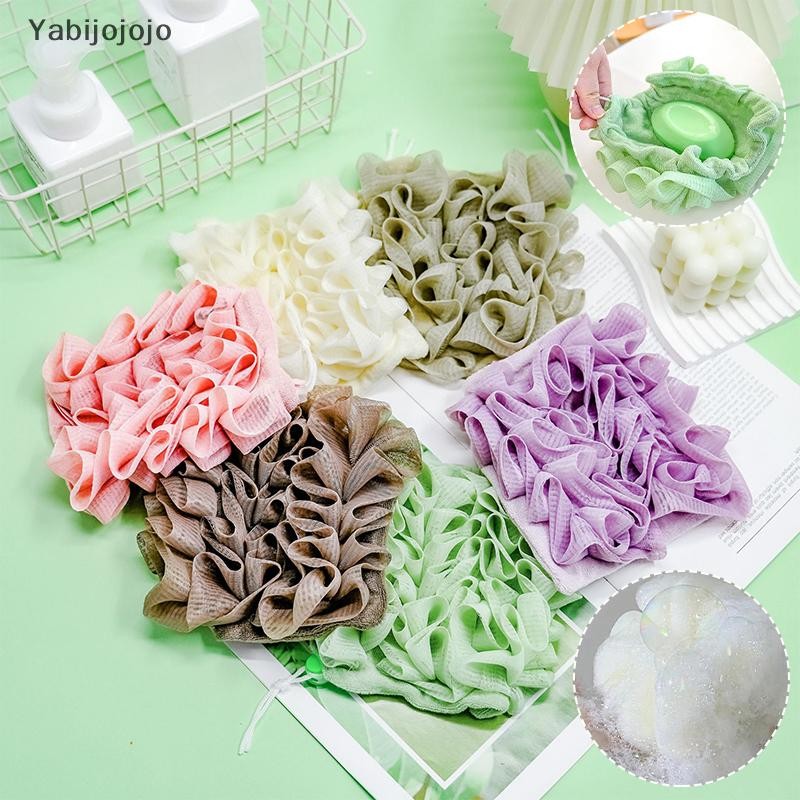 Yabijojojo 2-In-1 Bath Ball ผ้าขนหนู Loofah พร้อมเชือกรูดปิดสําหรับสบู่ Soft Exfoliag ตาข่ายฟองน้ําอาบน้ํา Skin Care อาบน้ําเครื่องมือใหม่