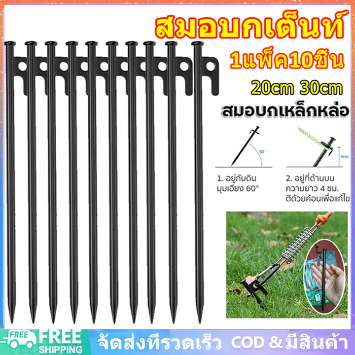 สมอบกเหล็กหล่อ 20cm/30cm สำหรับเต็นท์ ชุด 10 ชิ้น