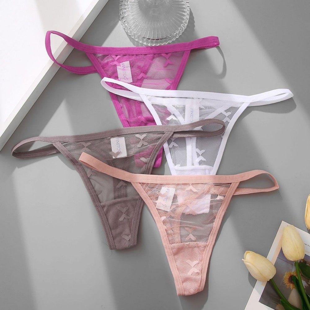 Sensual Lace Gstring Thongs Underpants for Women See Though Pants (สีเขียวเข้ม)