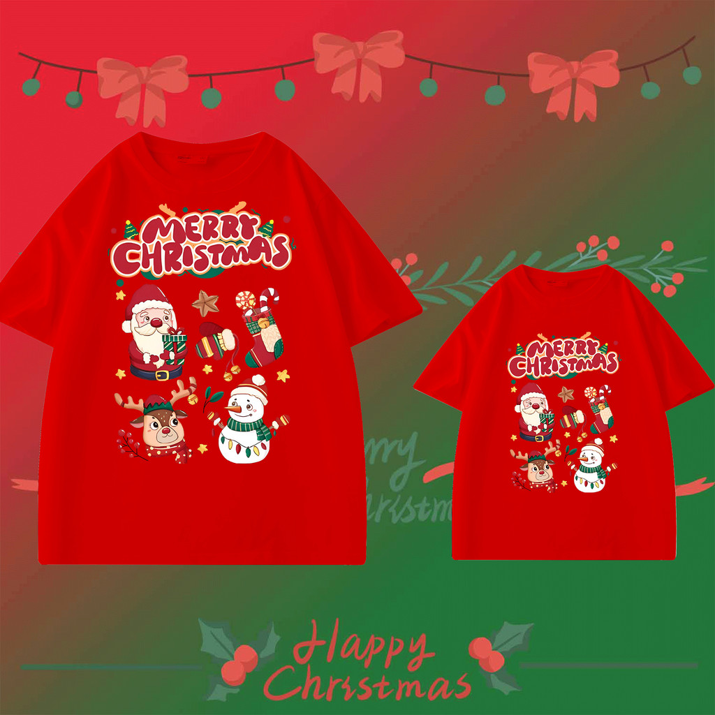 พร้อมส่ง&COD RINA STUDIO ขายร้อน พร้อมส่ง สื้อยืดลายปีใหม่ เสื้อคริสมาสต์ Happy New Year & Merry Christmas