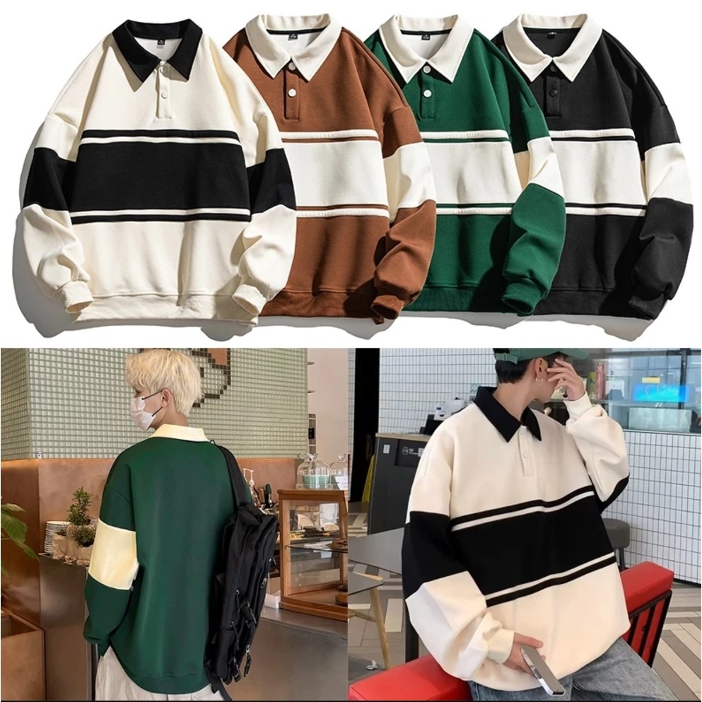 American Retro Spring ฤดูใบไม้ร่วงหลวม Lapel Boys เสื้อสเวตเตอร์อินเทรนด์