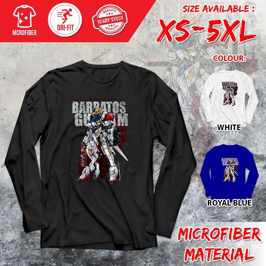 GUNDAM Exia Barbatos Ariel การ์ตูน Dri-Fit XS-5XL โพลีเอสเตอร์ไมโครไฟเบอร์แขนยาว Baju เสื้อยืด GDV2-