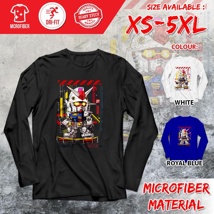 GUNDAM Exia Barbatos Ariel การ์ตูน Dri-Fit XS-5XL โพลีเอสเตอร์ไมโครไฟเบอร์แขนยาว Baju เสื้อยืด GDV3-