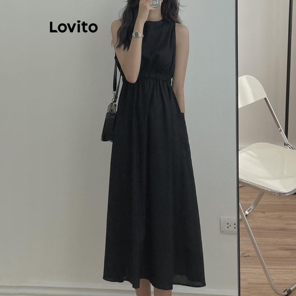 Lovito ชุดเดรสลําลอง มีกระเป๋า สําหรับผู้หญิง LNE58360