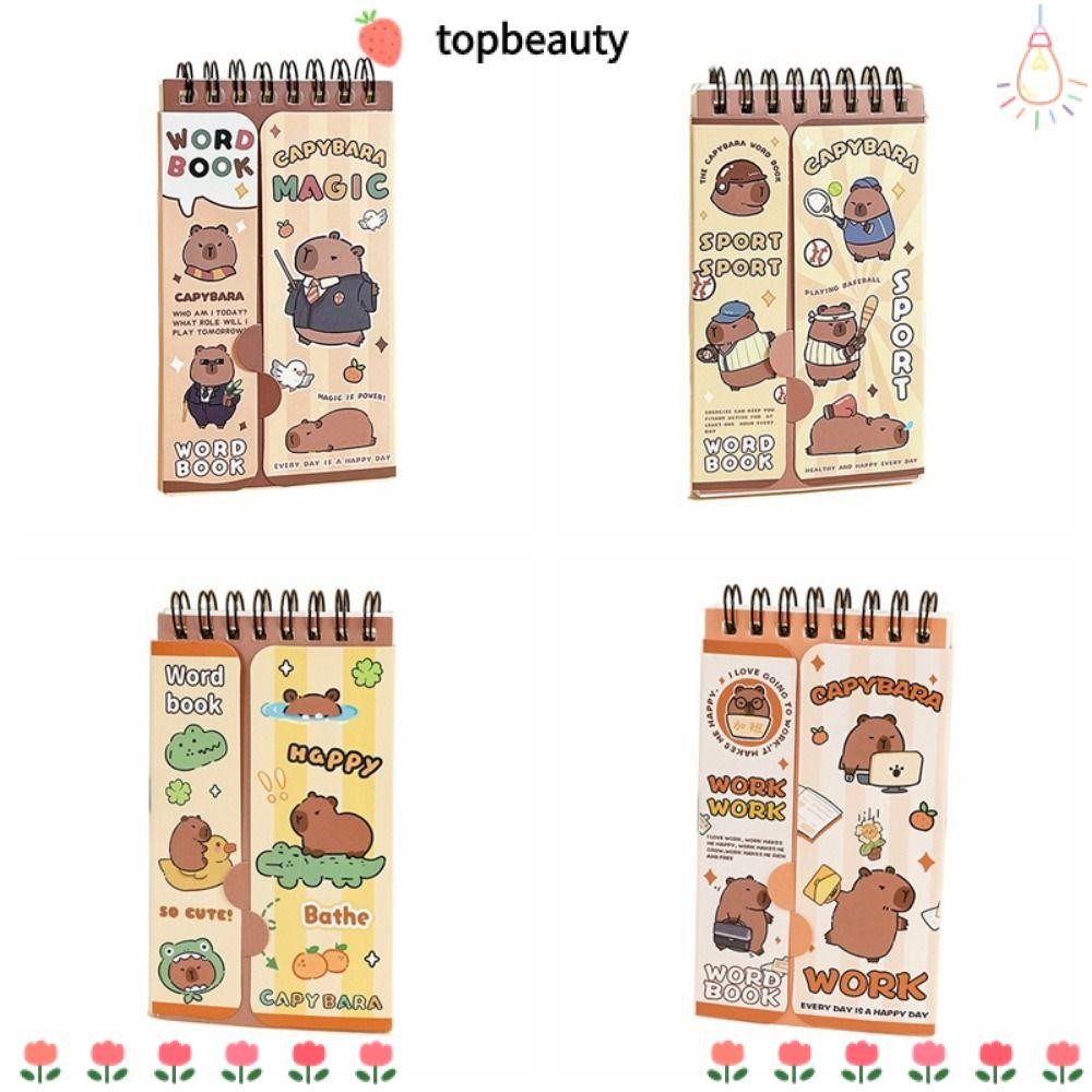 Topbeauty Capybara Planner Notebook, Mini Kawaii Diary Notepad, การ์ตูนน่ารักเกลียวเครื่องเขียนนักเรียนโรงเรียน