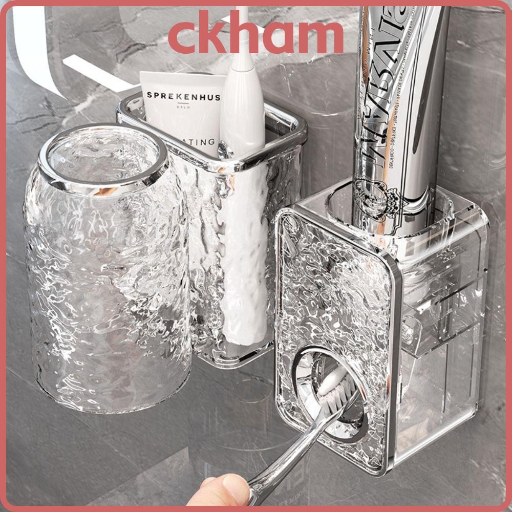 เครื่องจ่ายยาสีฟัน CKHAM, เครื่องบีบยาสีฟันติดผนังแบบพกพา, ที่ใส่แปรงสีฟันอัตโนมัติที่สร้างสรรค์ Home Organizerer