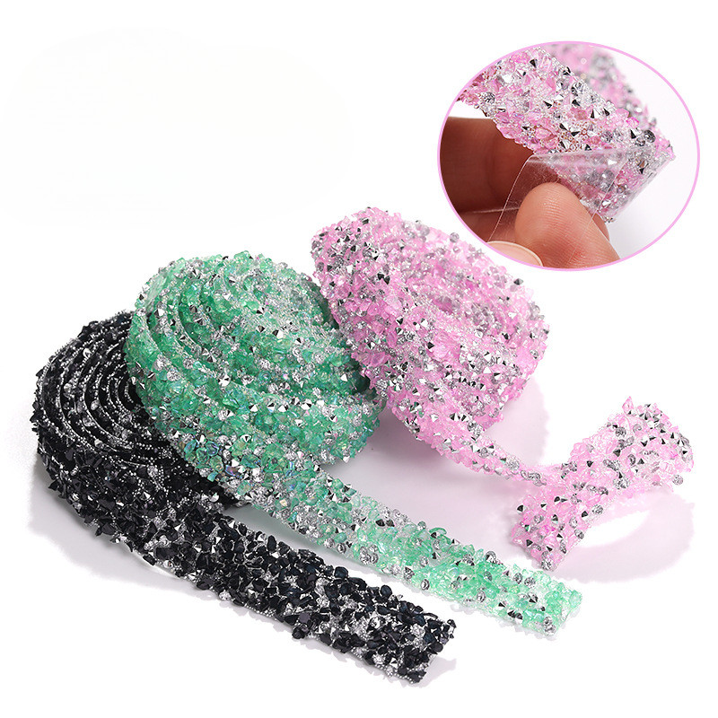 ริบบิ้นคริสตัลไรน์สโตนแบบมีกาวในตัว ดีไซน์ใหม่ สำหรับงานฝีมือ และงาน DIY